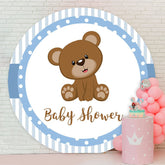 Aperturee - Blue Grey Round Teddy Bear Baby Shower Backdrop